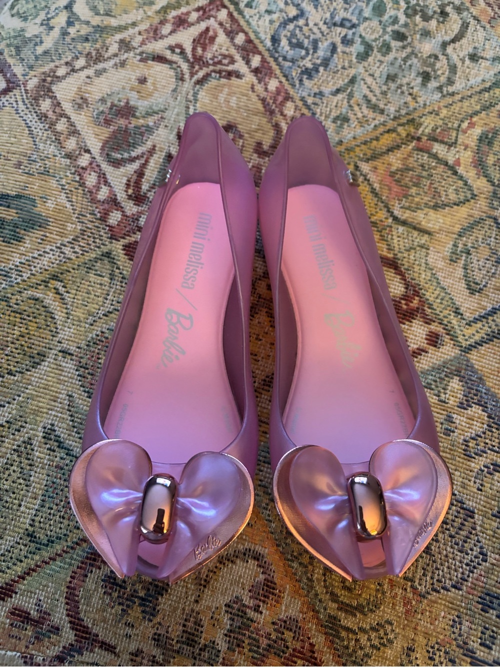 Mini Melissa Play Pink Barbie Jelly Bow Flats